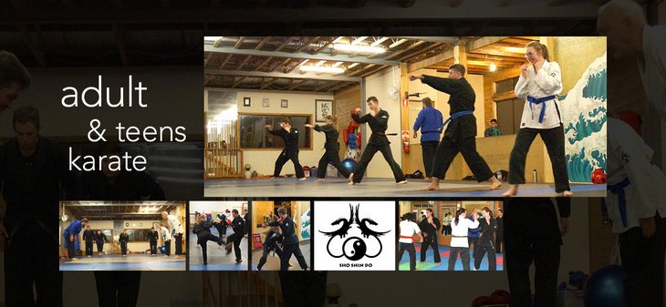 Collage of students training in martial techniques